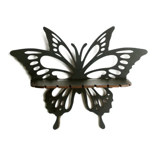 Wood Craft Black Butterfly Hollow Candlestick Wall Storage Shelf Home Study Bedroom Wall Pendant Decoration Housewarming Gift - Image 9