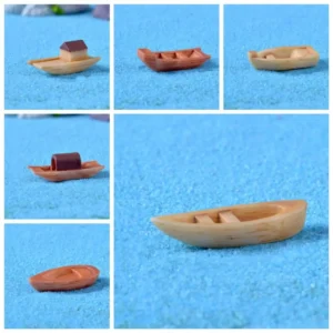 Micro Landscape Micro Landscape Boat Resin Wooden Boat Mini Boat Fish Tank Decoration Awning Boats Art Crafts