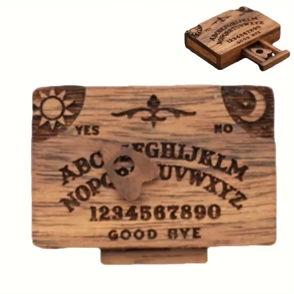 Alphabet Mini Ouija Board Game Vintage with Drawer Wooden Ouija Board Planchette Desk Decoration Miniature Spirit Board Gift - Image 2