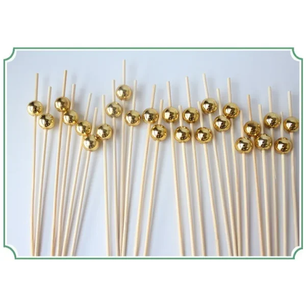 Electroplated Gold Bead Fruit Skewers Disposable Creative Decorative Fruit Forks Party Dessert Salad Stick Toothpick Skewer - Image 3