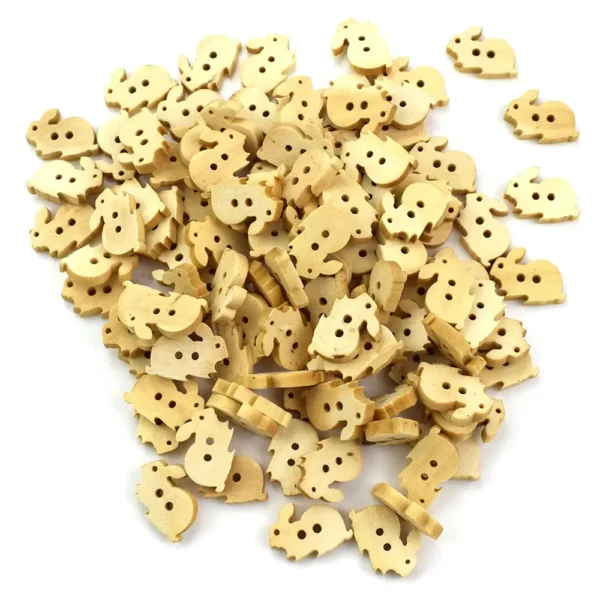 100PCS Animal Wooden Buttons Colorful 2 Holes Handmade Craft Button Decorative Art Button for DIY Clothes Knitting Sew Scrapbook - Image 11