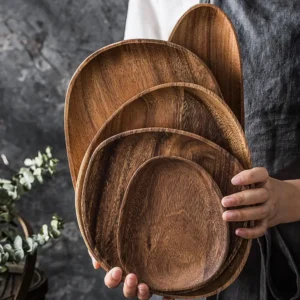 Wooden Plate Smooth Surface Fine Workmanship Anti-deformed Japanese Style Sushi Pan Home Holiday Decor for Gift