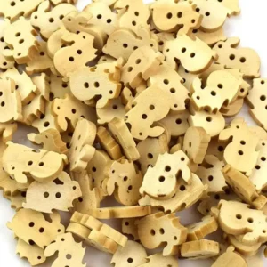 100PCS Animal Wooden Buttons Colorful 2 Holes Handmade Craft Button Decorative Art Button for DIY Clothes Knitting Sew Scrapbook