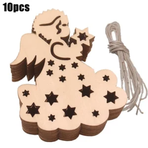 8x0.3cm Basewood High Quality Tags Wood Ornament Plain Props Shapes Strings Christmas Tree Creative Decorations