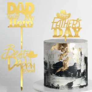 Lover you DAD Father's Birthday Cake Topper Wooden Acrylic Double Layer DAD happy Father's Day Birthday Party Cake Decoration