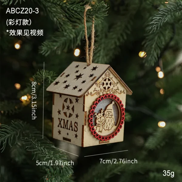 Christmas Wooden House 2025 Christmas Decoration Led Light Xmas Tree Hanging Ornament Home New Year Gift Navidad Hanging Decor - Image 5