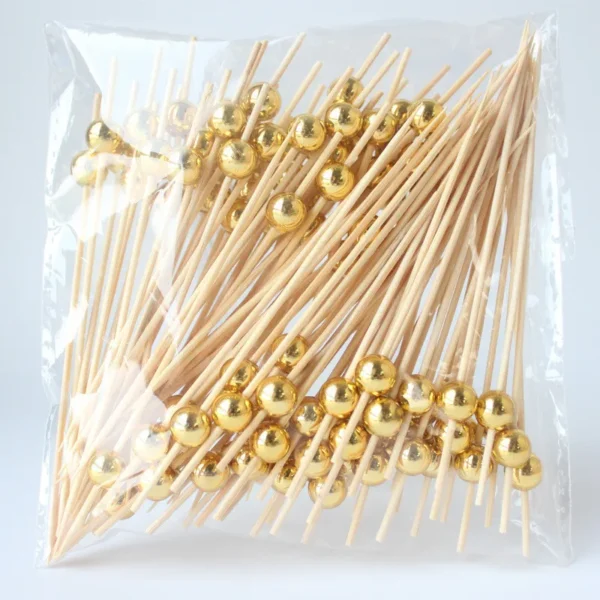 Electroplated Gold Bead Fruit Skewers Disposable Creative Decorative Fruit Forks Party Dessert Salad Stick Toothpick Skewer - Image 9