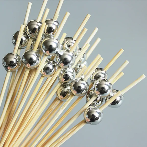 Electroplated Gold Bead Fruit Skewers Disposable Creative Decorative Fruit Forks Party Dessert Salad Stick Toothpick Skewer - Image 5