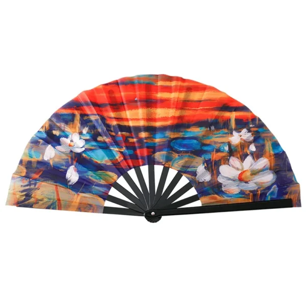 33cm Oil Painting Large Folding Hand Fan Art Craft Gift Home Decoration Ornaments Music Festival Dance Fans Cooling Handheld Fan