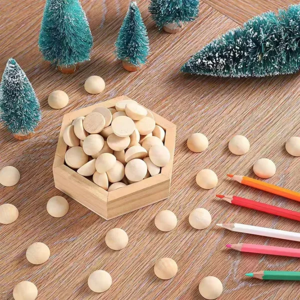 1-100Pcs Natural Half Wooden Beads 10/12/15/18/20-100mm Half Unfinished Wood Balls Split Wood Beads for DIY Craft Toy Home Decor - Image 8