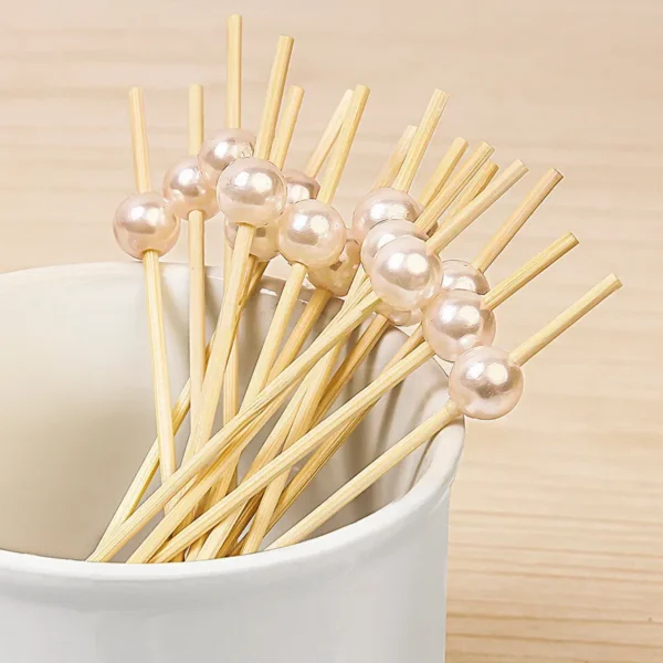 Electroplated Gold Bead Fruit Skewers Disposable Creative Decorative Fruit Forks Party Dessert Salad Stick Toothpick Skewer - Image 6