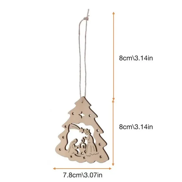10pcs Nativity Scene Pendant Wooden Hollow Pendant Decor Jesus Birth Ornament For Christmas Tree Home Decoration - Image 10