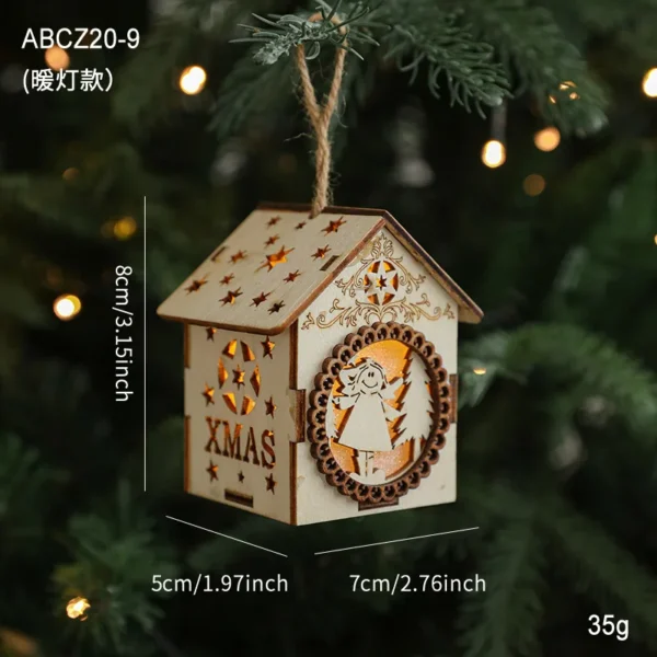 Christmas Wooden House 2025 Christmas Decoration Led Light Xmas Tree Hanging Ornament Home New Year Gift Navidad Hanging Decor - Image 3